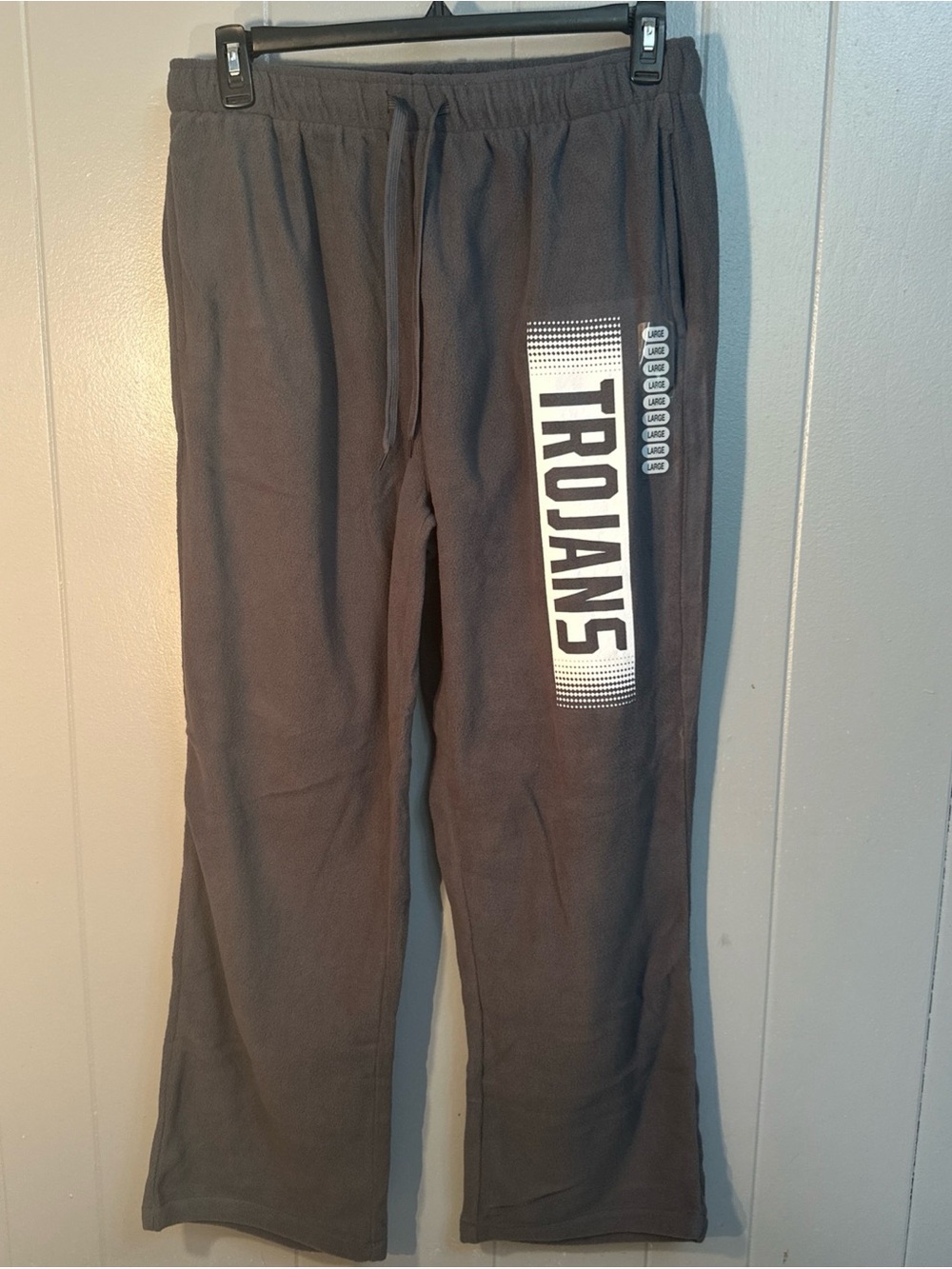 TROJANS Gray Fleece Sweatpants with Side Logo  X large